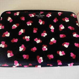 Kate Spade Black Heart Print Laptop Sleeve